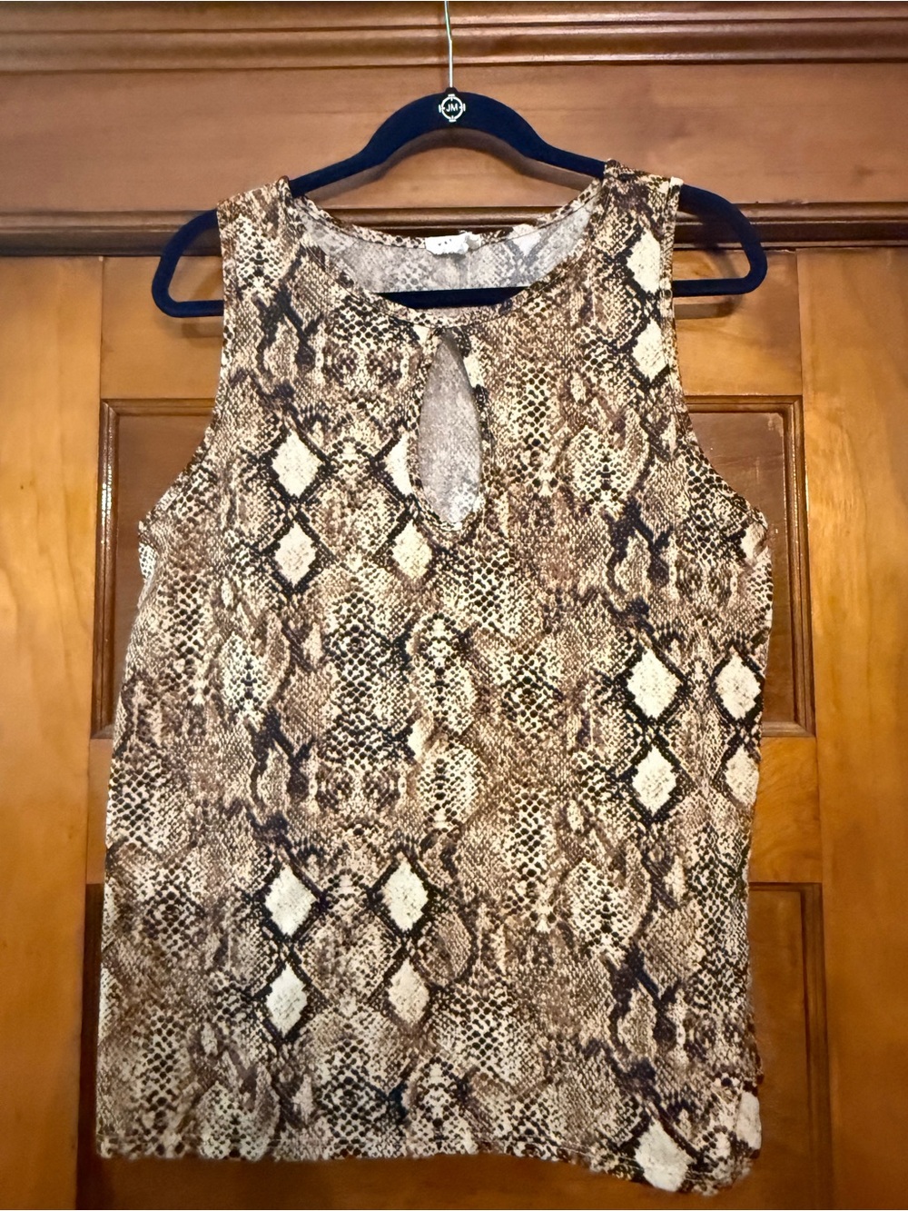 BiBi Brown Snake-Print Sleeveless Keyhole Tank